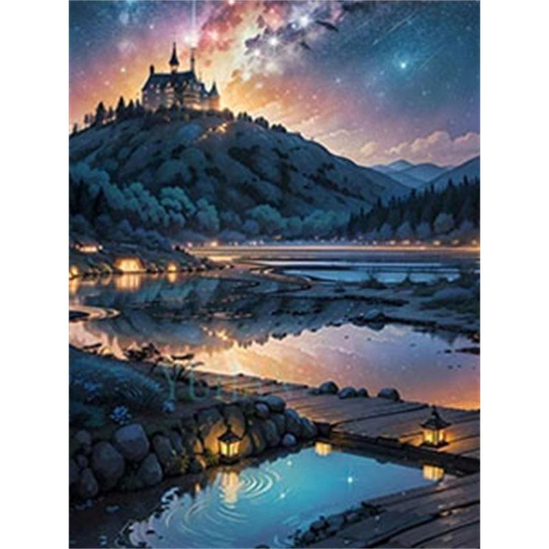 DIY Diamond Painting Castle Cross Stitch Kit Mosaic Art Diamond Painting Full Circle/Square Diamond Home Decoration