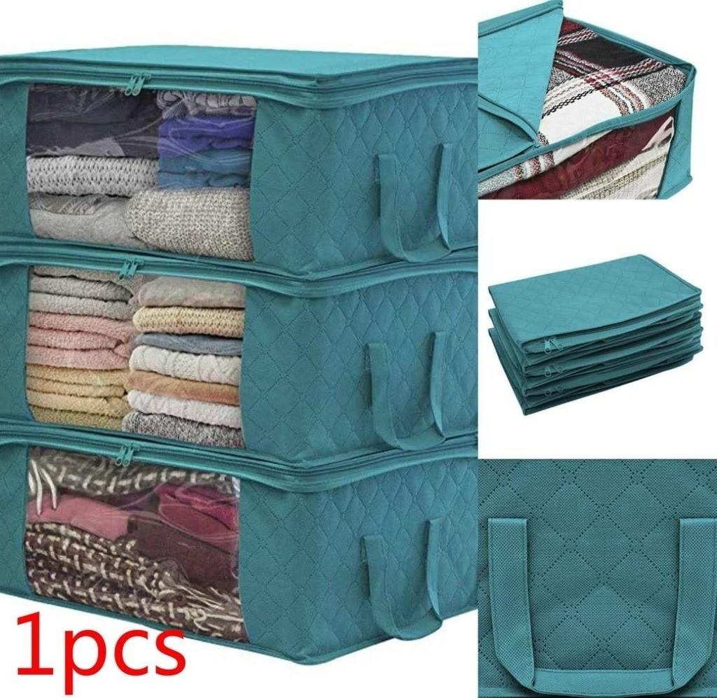 49x36x21cm Non Woven Fabric Folding Storage Box Clothes Collecting Case Toys Quilt Storage Box Clear Window Organizer