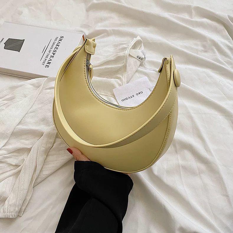 2025 Trendy Western-Style Crescent Shoulder Bag - Fashionable Brown Dumpling Underarm Bag