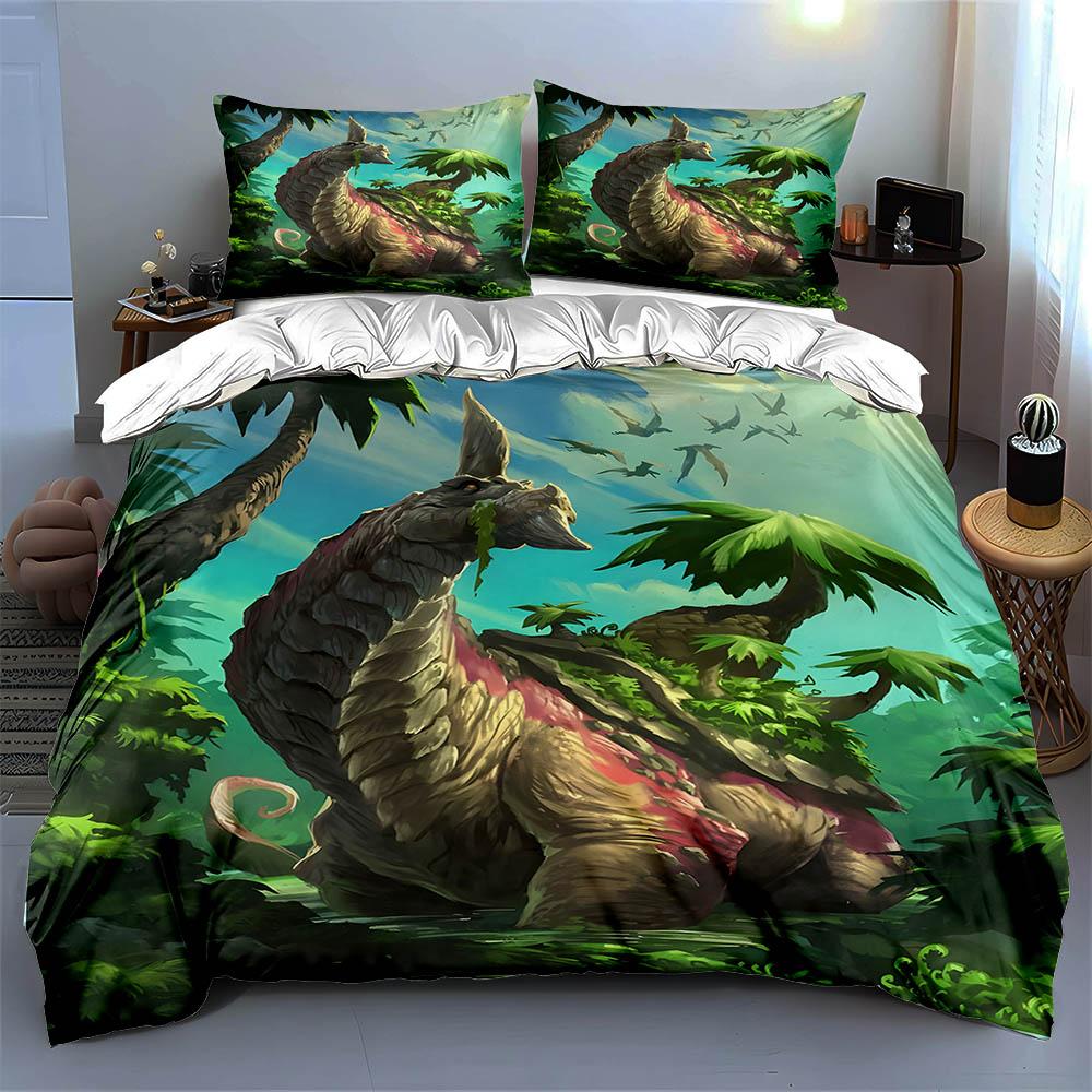 Dragon Forest Scene Bedding Duvet Cover Sets Duvet Covers Pillowcases Gifts (1 * Duvet Cover 2 * Pillowcases, Without Duvet Insert)