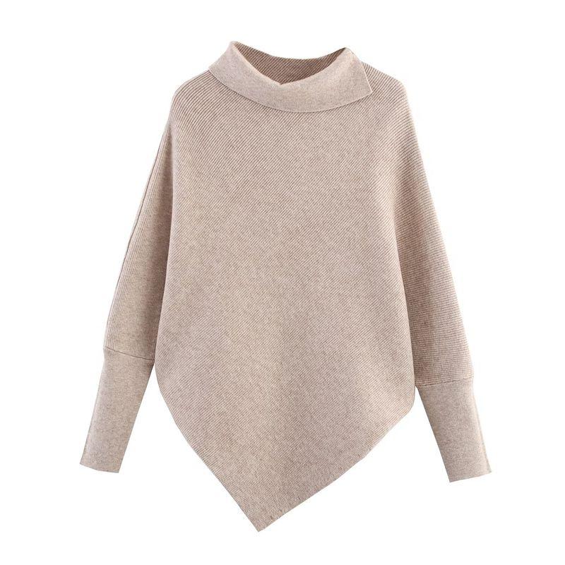 Kaslead New Women clothes Western Style Lapel Irregular Batwing Sleeve Knitted Pullover Cover up Outerwear