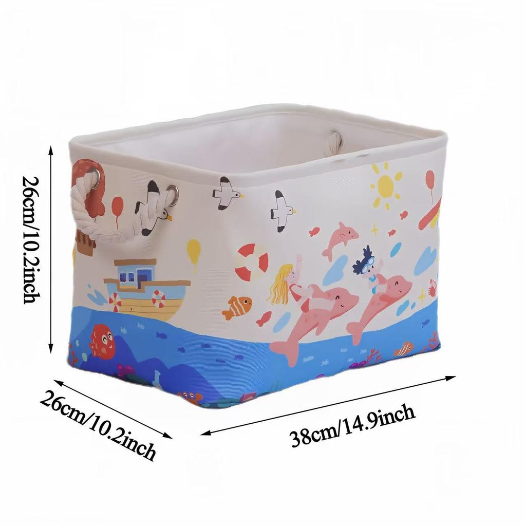 Foldable Storage Bins with Sturdy Cotton Handles Fabric Sundries Storage Basket for Home/Children's Toys/Wardrobe/Storage Basket