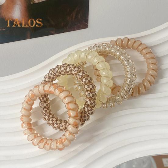5Pcs Small Spiral Hair Coils High Elastic Ponytail Holder Women Adjustable Phone Cord Hair Ties Versatile Scrunchie Hair Accessories