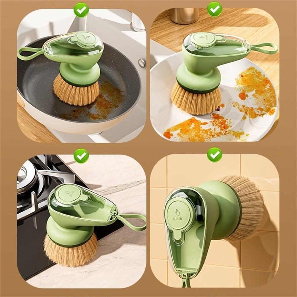 Airtight Pump Mechanism Kitchen Cleaning Brush Soap Dispensing Brush