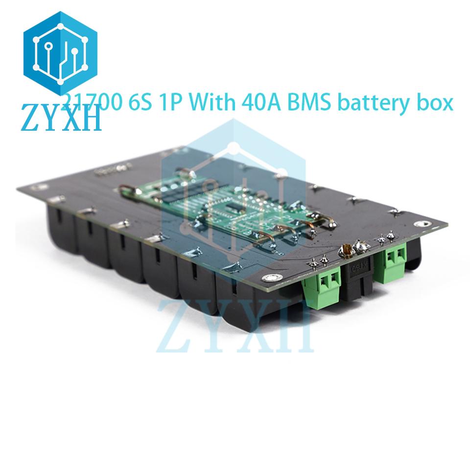 BMS 6S 21700 Battery Case 1P 2P Power Wall Power Bank Box Holder With 40A Balancer Charging Board For Ebike/UPS