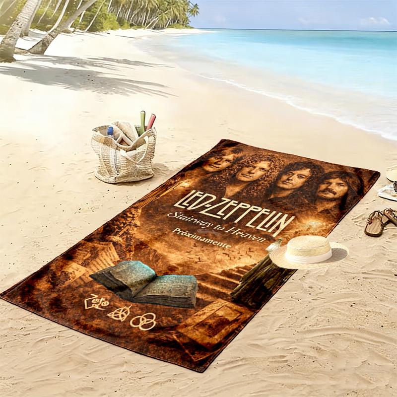 Led zeppelin Print Beach Towel, Large Soft Quick Dry Towel for Beach Camping Swimming