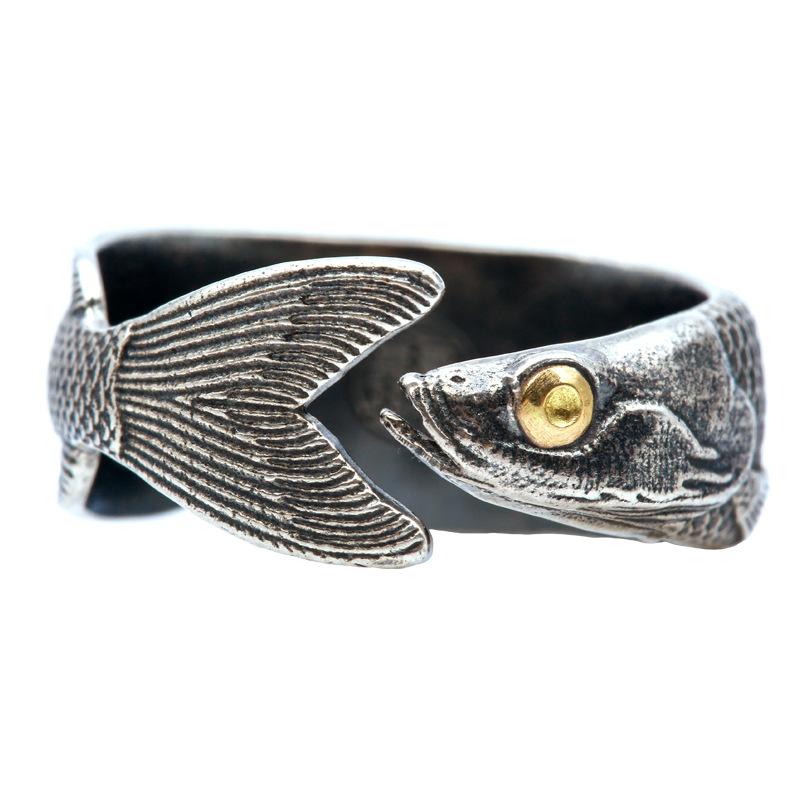 

Buyee 925 Sterling Silver Male Ring Finger Cute Fish Open Ring for Women Men Fashion Unique Animal Punk Fine Jewelry Circle Gift resizable