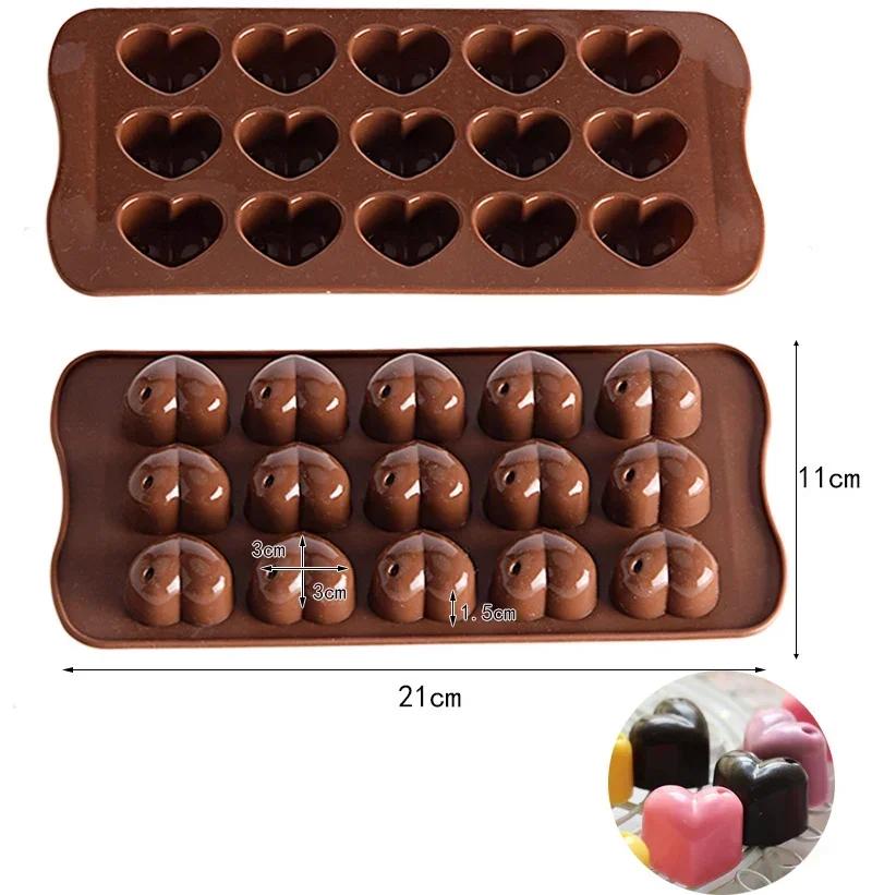 Heart-shape Silicone Mold for Baking Pan Patisserie Candy Bar Chocolate Mould DIY Wedding Gift Epoxy Resin Molds Kitchen Supply
