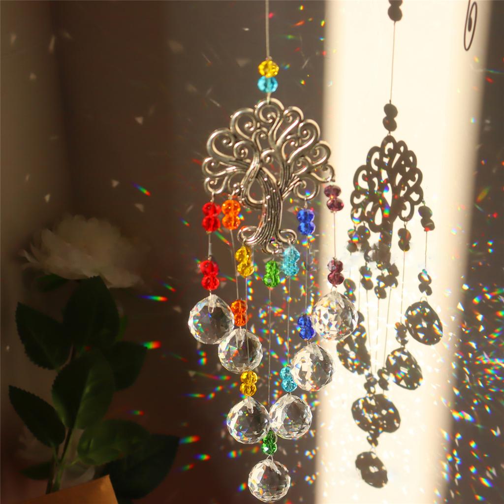 Colorful Crystal Wind Chime Beautiful Garden Jewelry Pendan Decor Suitable for Window Home Car Party Wedding Decoration