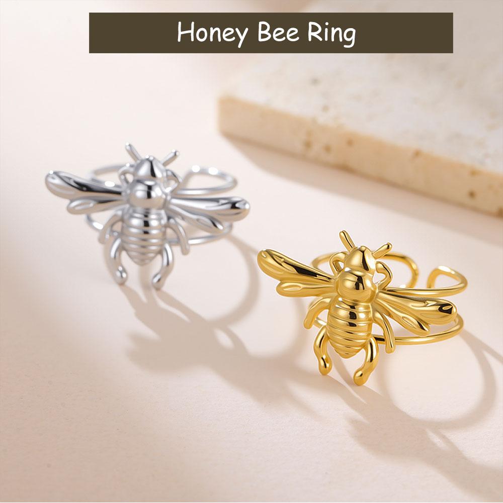 Cazador Stainless Steel Honeybee Adjustable Rings for Women Gold Plated Finger Rings Insect Jewelry Birthday Gift Wholesale 2026