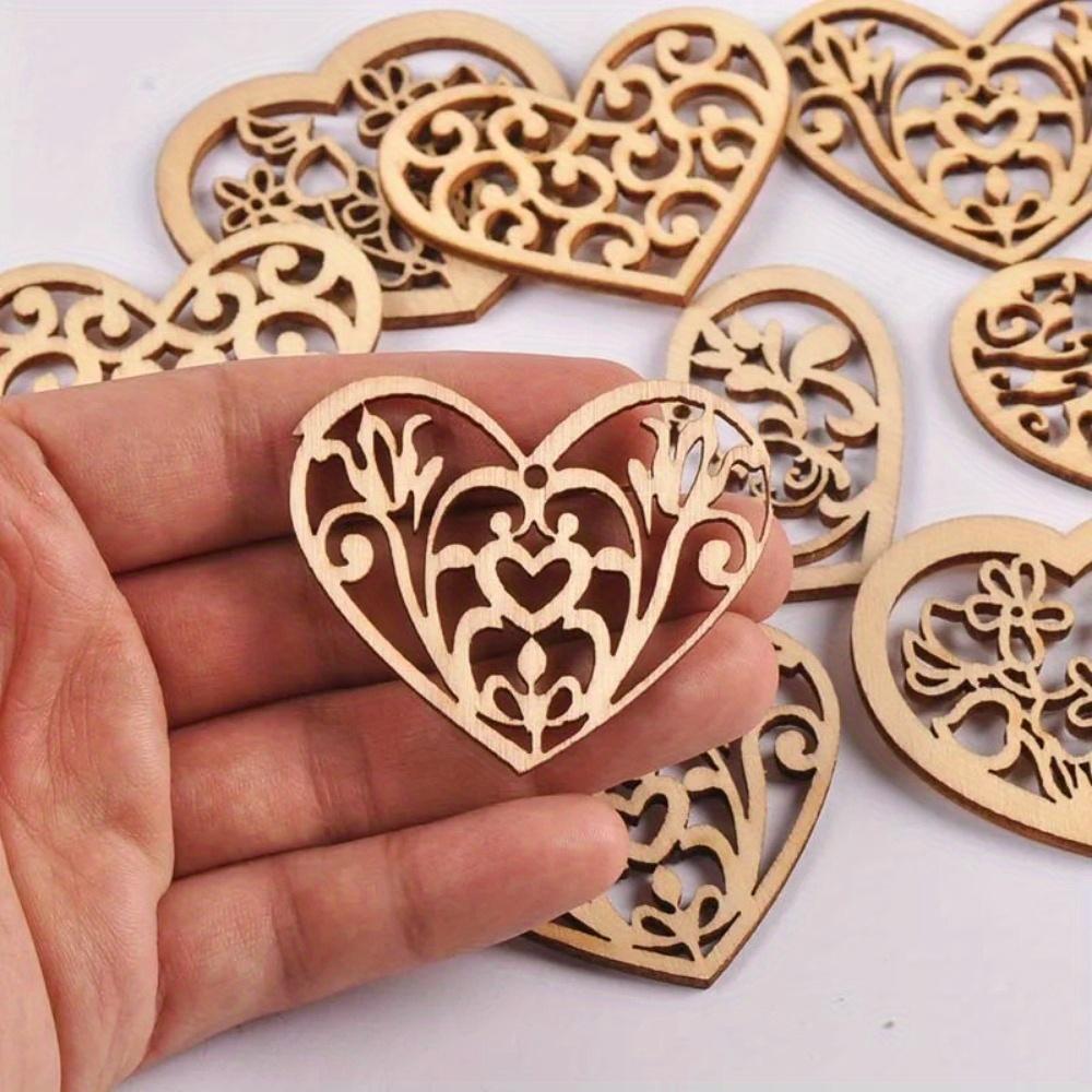 50 stk/pakke Blandet hul blondehjerte Trehåndverk Forsyninger Anheng for Scrapbook DIY Dråpe Hengende Ornamenter Hjemmedekor