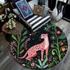 Pink Leopard Round Area Rug,Carpet Rug for Living Room Bedroom Sofa Playroom Decor,Non-slip Floor Mat