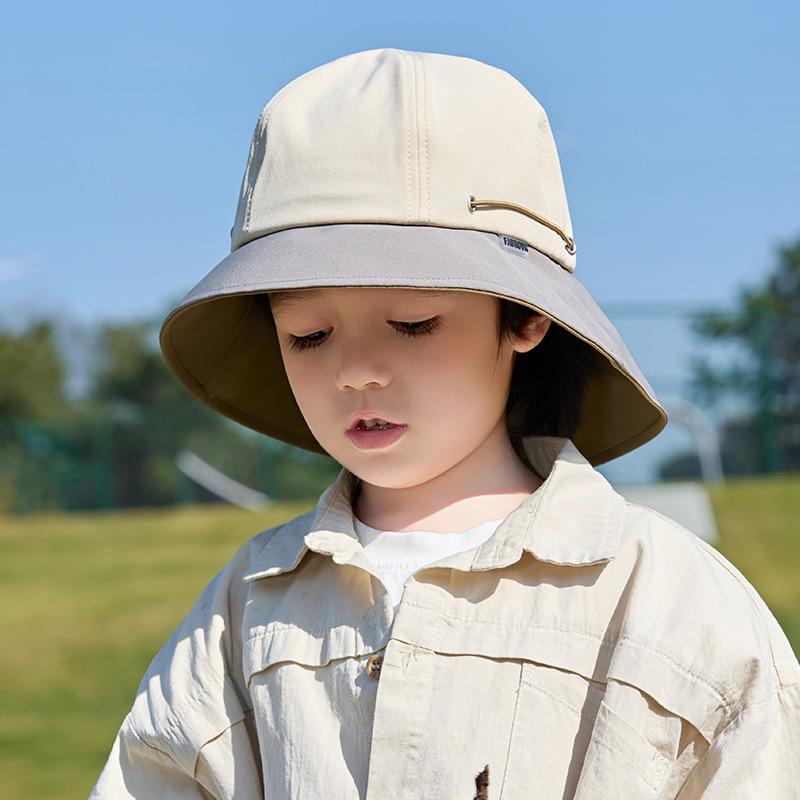 

Летняя детская шляпа-панама из искусственного шелка, солнцезащитная шляпа для мальчиков и девочек, тонкая шляпа для альпинизма Recommended head circumference 46-53cm серый