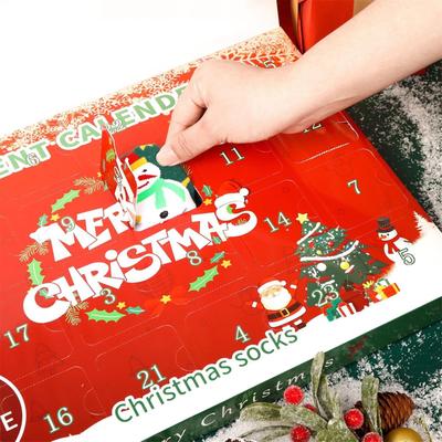 24 Days Christmas Socks Advent Calendar Countdown Advent Box Socks Christmas Surprise Gift For Boy Girl Men Women Party Supplies