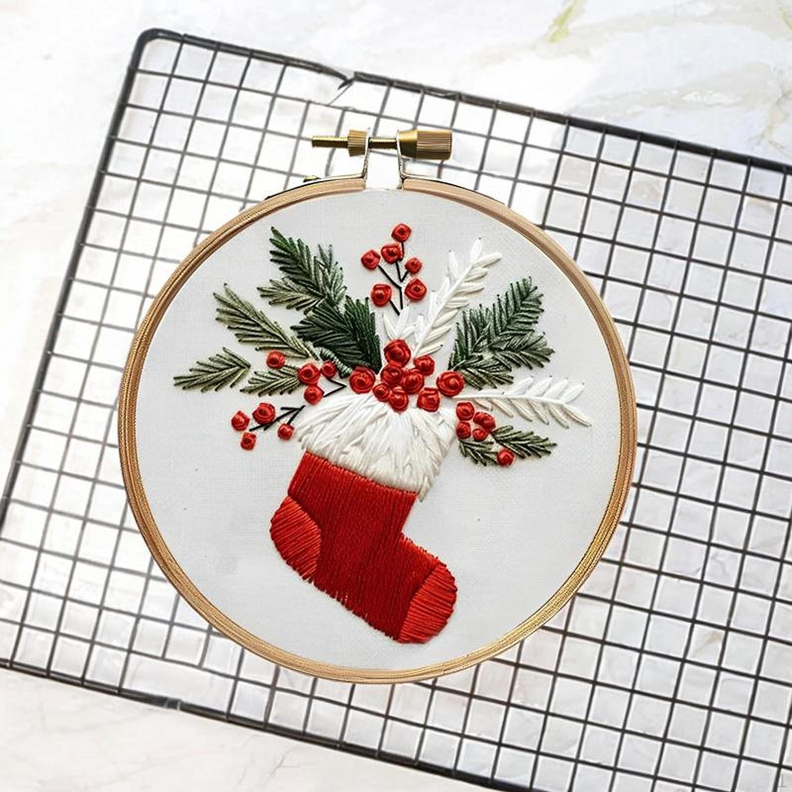 

Рождественский набор для вышивания, схема, набор для вышивания своими руками, включая нитки, пяльцы, рукоделие Stocking