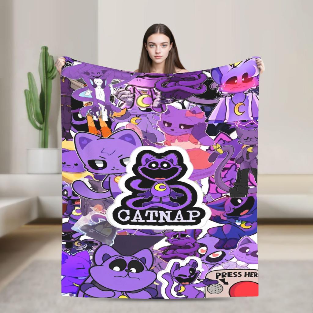 Cartoon S-Smiling Critters Anime Blankets Game Plush Novelty Warm Throw Blanket for Home Autumn/Winter