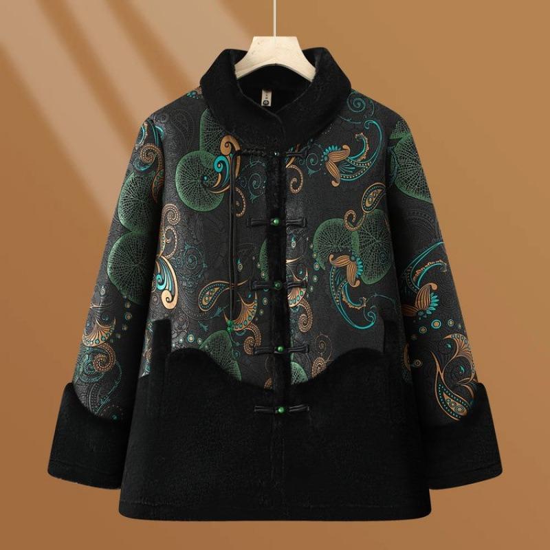 

Зимняя одежда бархатная утолщенная меховая куртка с китайской застежкой из искусственной кожи меховая новая хлопковая куртка 6XL [Recommended 160-82.5kg] зелёный