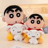 With Tag Cute Crayon Shin-chan Hold Shiro Plushies Cartoon Anime Sleeping Doll Soft Cuddly Pillow Birthday Gifts Girl