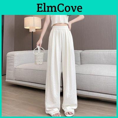 Pantaloni Larghi Rilassati in Misto Cotone a Vita Alta per Uso Casual Estivo