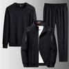 Plus Size Men's Casual Three-Piece Sports Jacket Set for Middle-Aged and Elderly - Loose Fit Sweatshirt for Spring and Autumn
