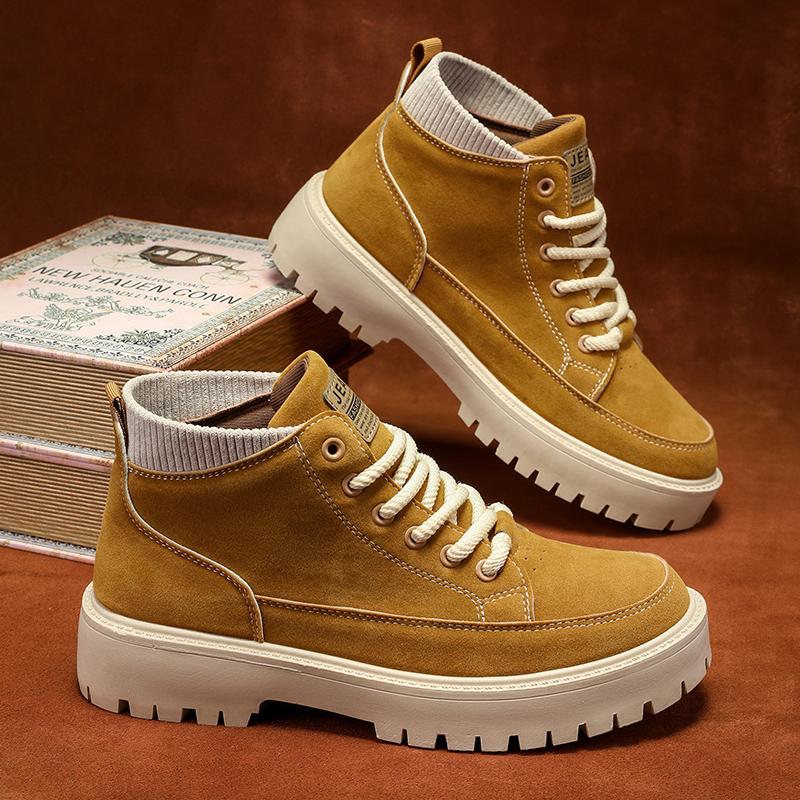 Stivali Alti da Uomo Quattro Stagioni Casual Outdoor Comfort Suola Spessa Altezza Aumentata Resistenti all'Usura Stivali Alti Casual Zapatos