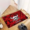 Red Pirate Skull Cross Swords Area Rug, Shanks Comic Collage Print Non Slip Floor Carpet for Living Room Bedroom Decor