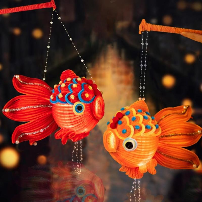 Handheld Chinese Fish Decoration Distinctive Fish Lanterns Set for Autumn Festival and Lanterns Celebration