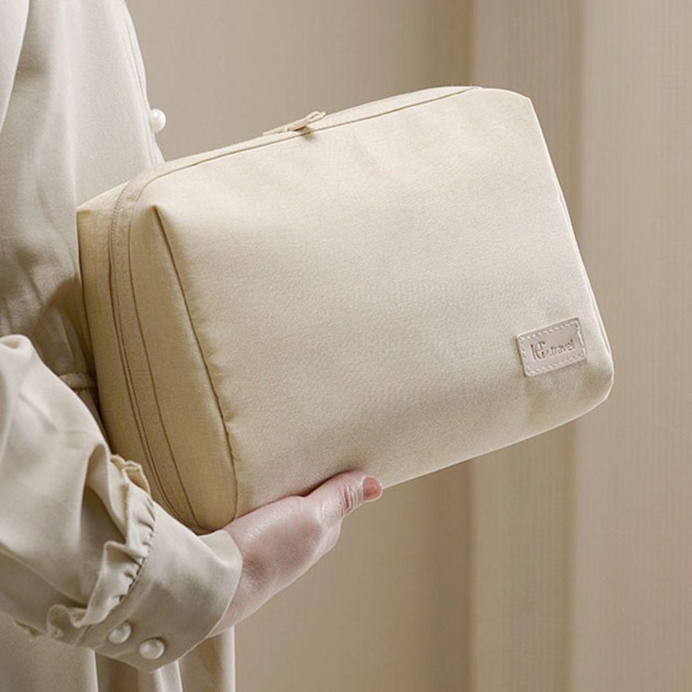 Solid Color Cosmetic Storage Bag Waterproof Toiletry Wash Bag Zipper Makeup Bag  Girls