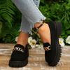Loafer für Damen klobiger Absatz Profilsohle Schuhe Business Arbeit schicke Loafer mit Kette