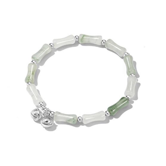

SWEET PLANET Lucky Bamboo Bracelet, Color-retaining Silver, Unique Design with Bell, New Chinese Style, Chinese-Inspired, For Girls Progressive Ascension Bra