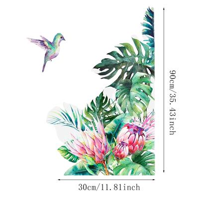 Wall Decoration Tropical Green Leaf Bird Prints Wall Sticker For Living Room Bedroom Wall Decor Mural Art Diy Wall Stickers