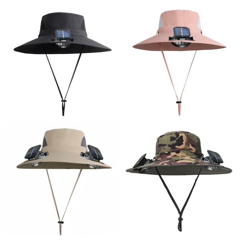 New Men's Fishing Cap Solar Charging Fan Outdoor Work Summer Casual Mountain Climbing Travel Fisherman Hat Sports Entertainment