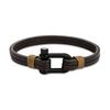 Black U-Shaped Horseshoe Buckle Bracelet Men'S Leather Double-Layer Casual Hand Rope Stainless Steel Buckle Bracelet