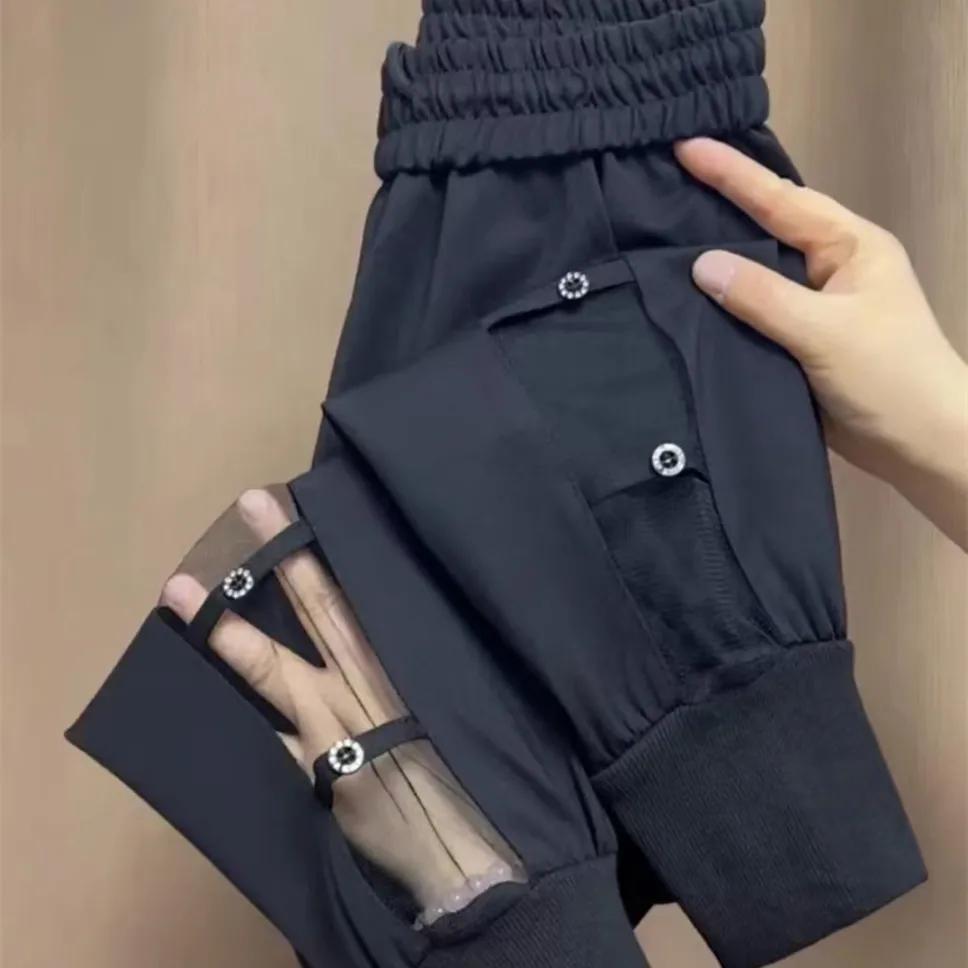 Women's Summer Design Hollow Out Casual Pants Loose Strap Halen Pants Quick Dried Slim Sports Cool Pants Ladies