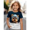 Summer New Casual and Comfortable Animal Print Girls Round Neck Short Sleeve T-shirt