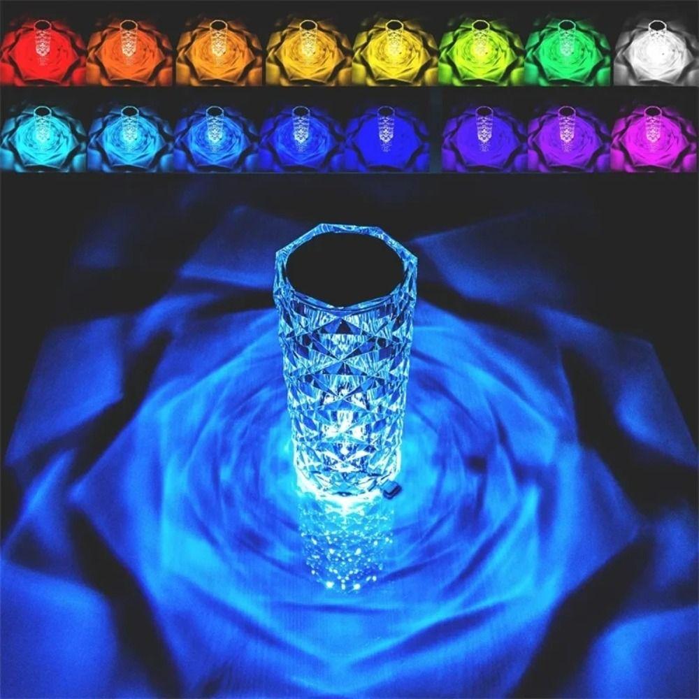 Remote Control Crystal Rose Table Lamp 16 Color Aesthetic Lights Projector Night Light  Home