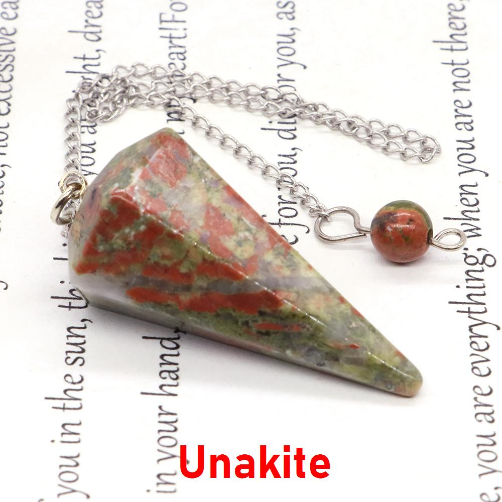 Natural Stone Reiki Healing Pendulum,For Dowsing Spiritual Divination Cone Crystal Quartz Pendulos Small Size Necklace Jewelry