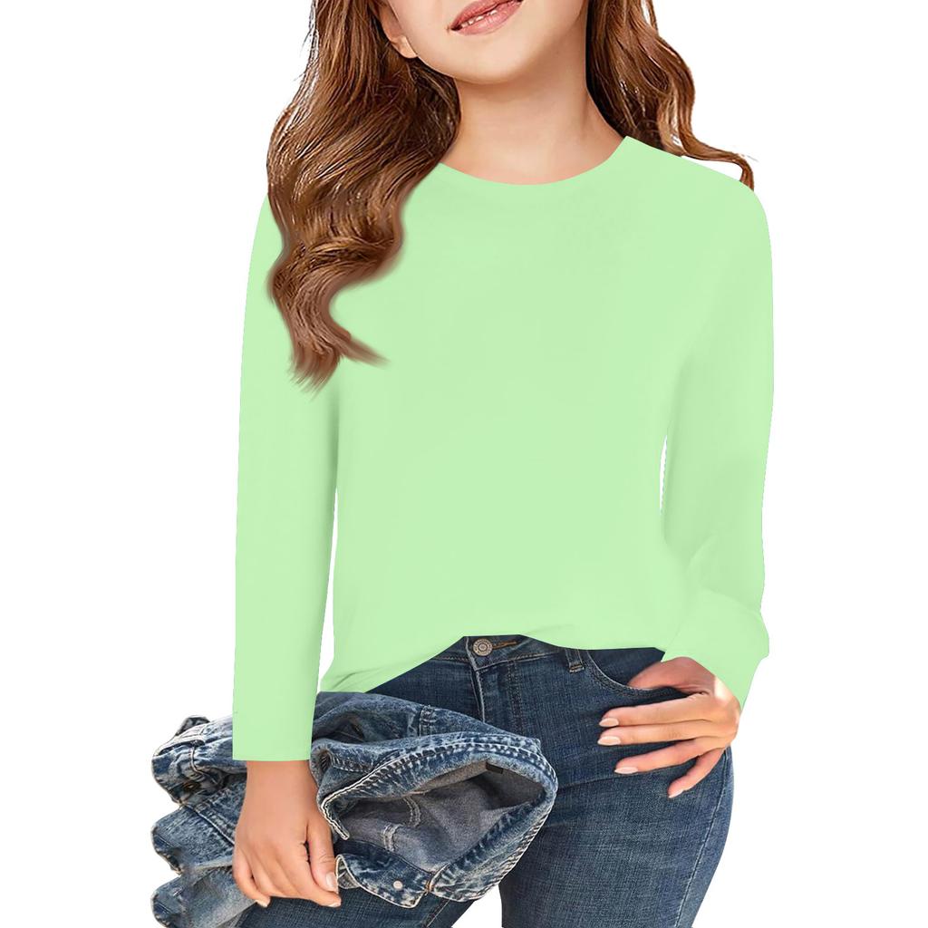 Boy And Girls Solid Color Long Sleeved T-shirt Round Neck Solid Color T-shirt