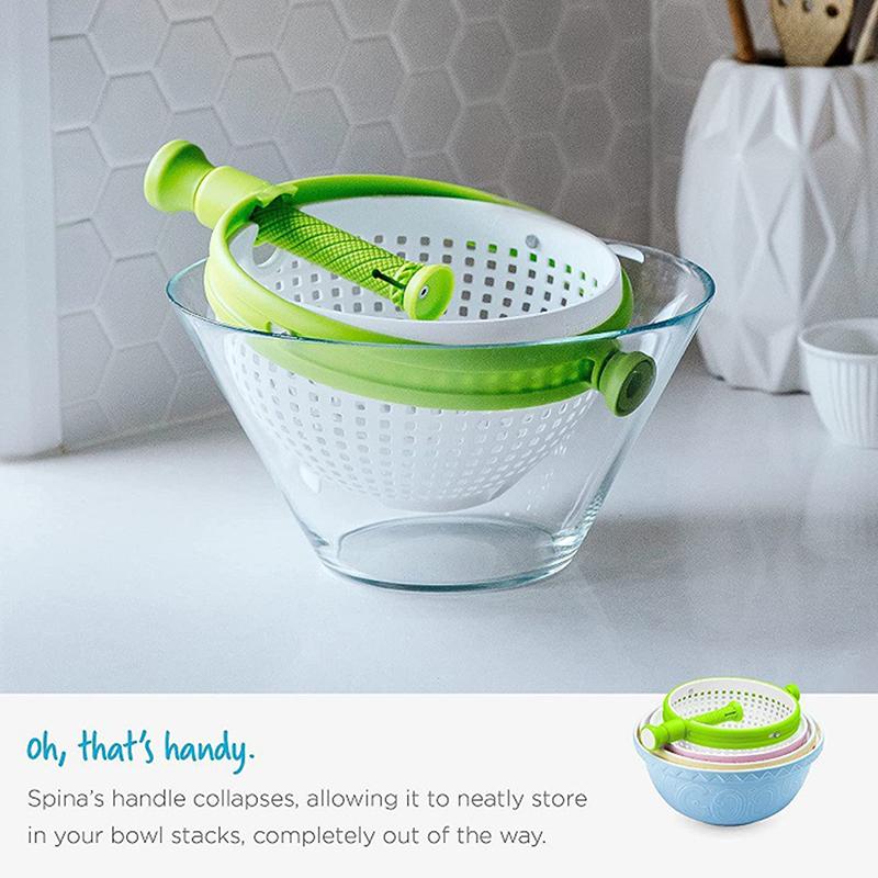 Salad Spinner Scratch Resistant Nylon Swivel Colander With Collapsible Handle