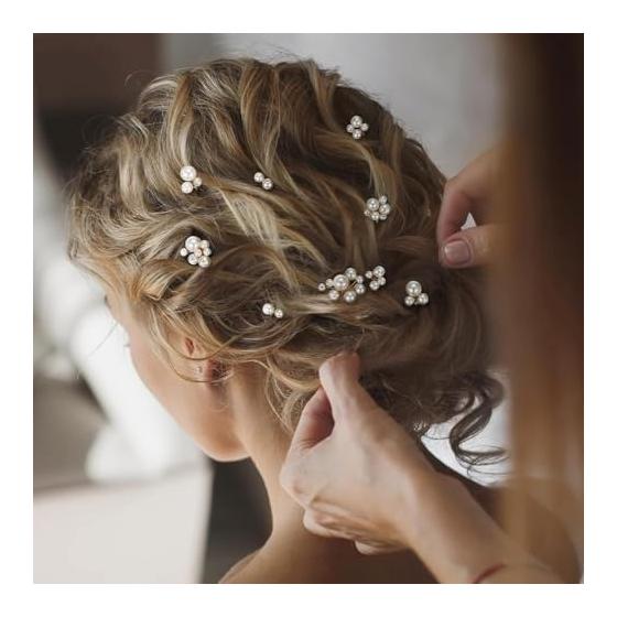 DFsucces Pearl Hair Pins, U-Shaped Hairpins, Hair Clips for Everyday Wear, Japanese Outfits, Photoshoots, Weddings, Parties, Brides - 12 Pieces,