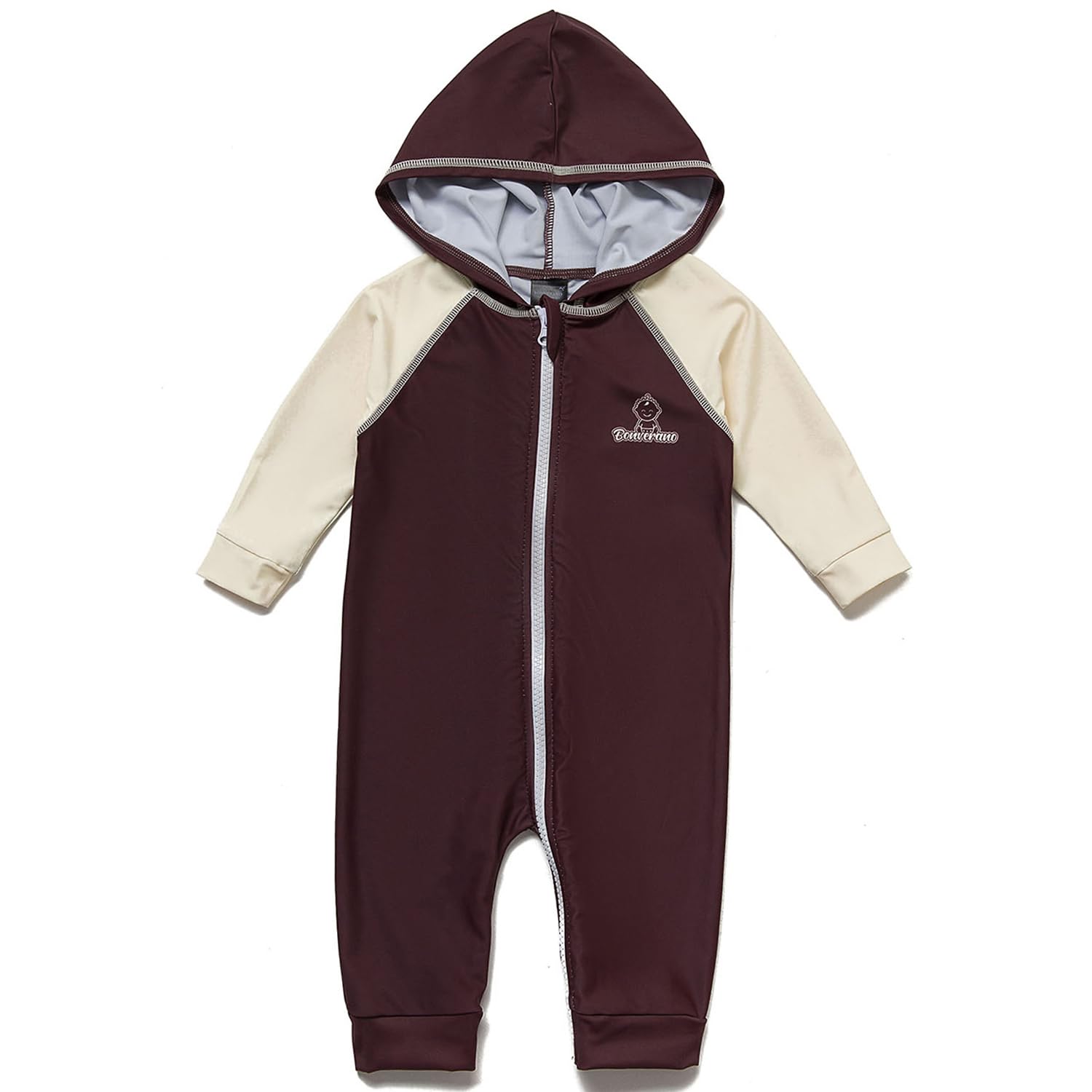 

Купальник-рашгард Bonverano с защитой UPF UV Long для мальчиков, цельный, 50+, с капюшоном, с рукавами, (Коричневый, 3-6 месяцев)