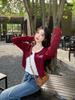 Plus Size American Retro Letter Knit Cardigan - Slimming, Short, Hot Girl Style