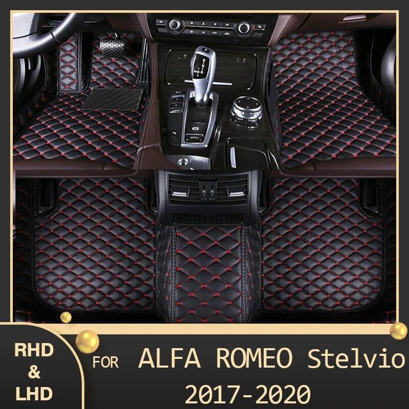 

Автомобильные коврики для Alfa Romeo Stelvio 2017 2018, изготовленные на заказ автомобильные подушечки для ног, автомобильное ковровое покрытие чёрный