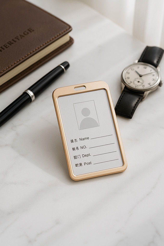 1 x Kartenhalter aus Aluminiumlegierung, Visitenkartenhalter, Ausweishalter, vertikales Metallgehäuse