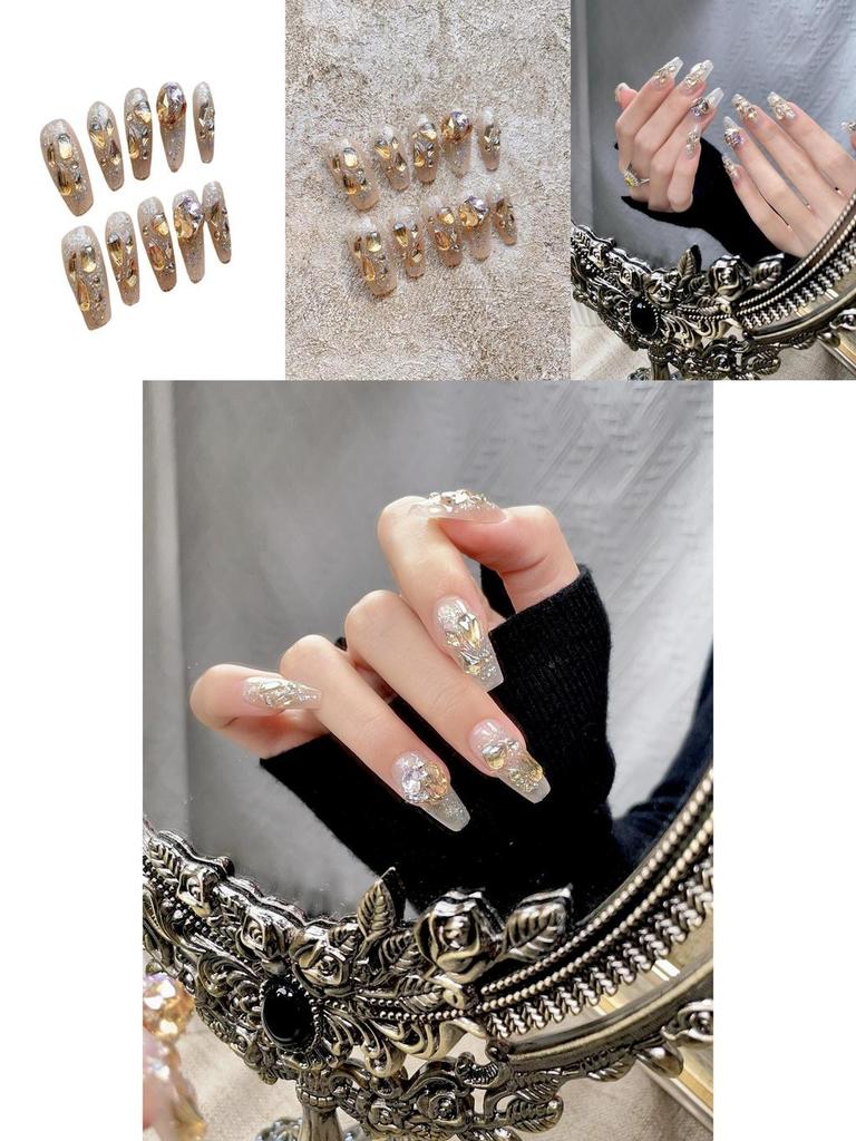 Handmade Aurora Crystal Nail Art For Women Sparkling Starry Sky Design