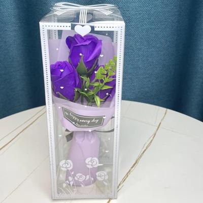 

3 Heads Artificial Rose Bouquet Hand Holding Pink Flowers Valentine s Day Gift Wedding Bride Decoration Artificial Flowers темно-фиолетового