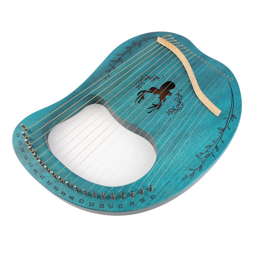 19 String Lyre Harp Portable Wooden Resonance Box String Instrument with Tuning Wrench and Picks for Beginners