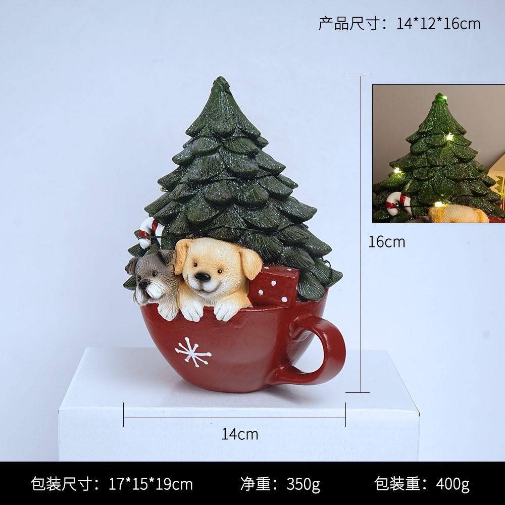 

Фигурки на елку, животные, щенки, котята, статуэтка в виде чашки, ночник, поделки из смолы, рождественские декоративные огни в форме чашки для чая