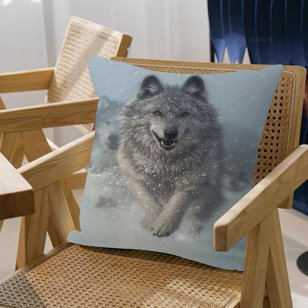 Animal Wolf Wallart Cushion Cover Inches Farmhouse Decor Home Throw Pillow Covers For Couch Decorations