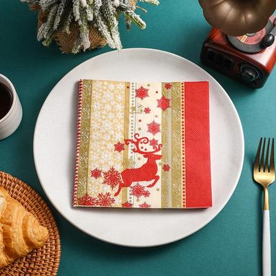 20pcs/Pac 33*33cm 2-Ply Disposable Party Napkin Christmas Pattern